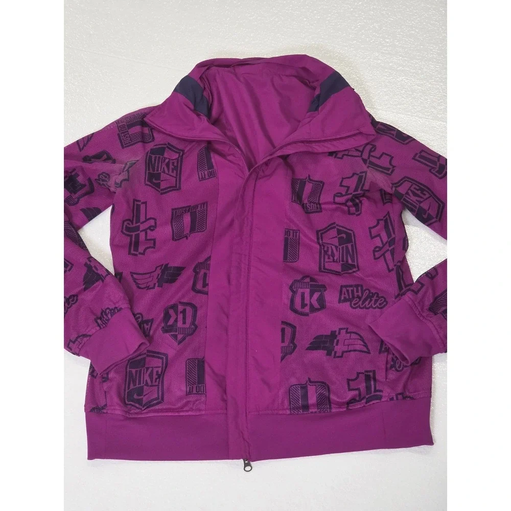 Nike Dri Fit Windbreaker Jacket Coat Reversible All over Print Womens Sz Large